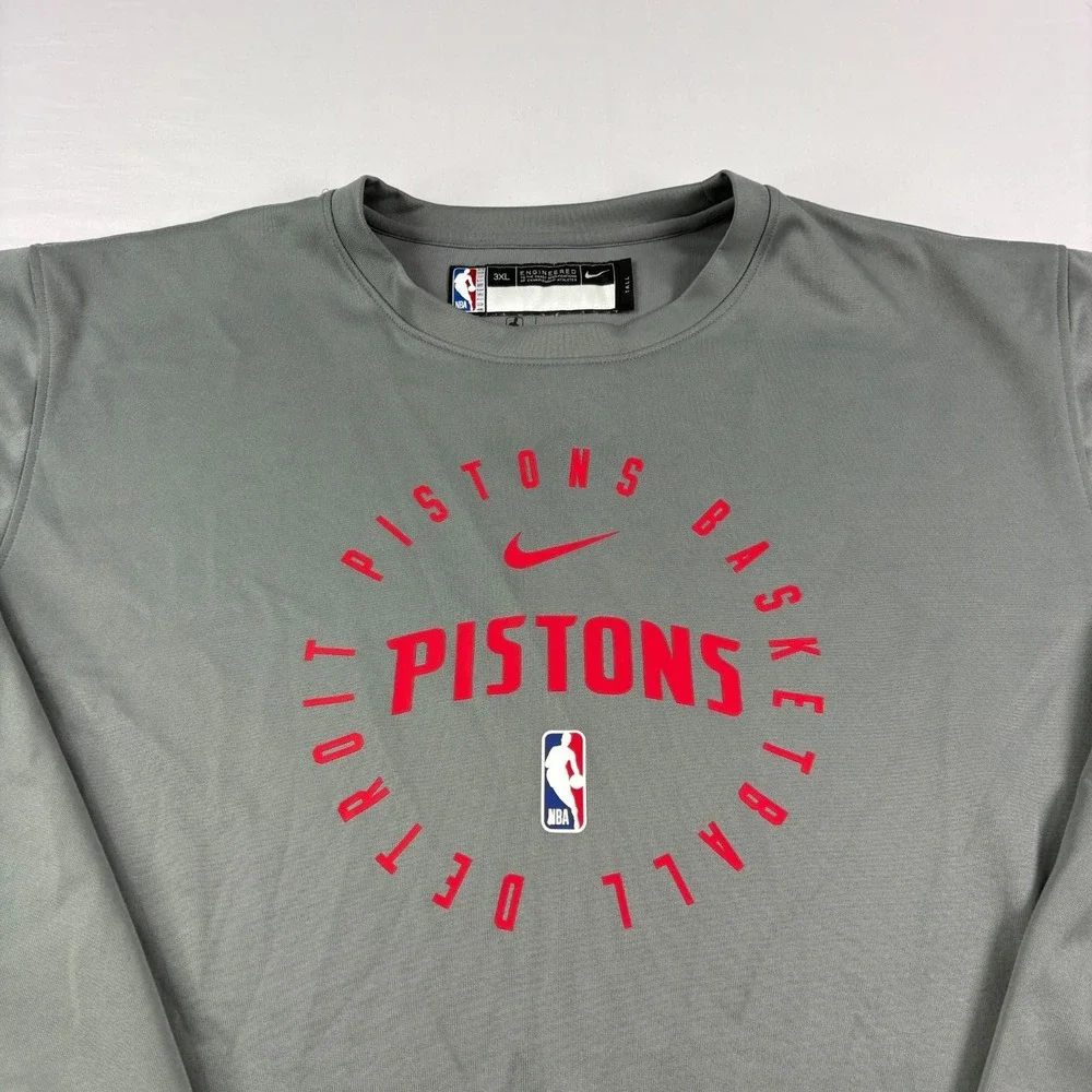 Detroit Pistons Nike Sweatshirt Mens 3XLT Tall Gray Team Issued Pullover NBA